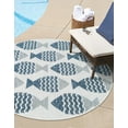 thumbnail image 1 of Unique Loom Outdoor Coastal Collection Area Rug - Pesci (12' Round Navy Blue/Ivory), 1 of 6