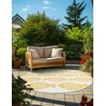 thumbnail image 1 of Unique Loom Outdoor Coastal Collection Area Rug - Pesci (12' Round Yellow/Ivory), 1 of 6