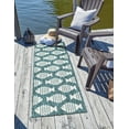 thumbnail image 1 of Unique Loom Outdoor Coastal Collection Area Rug - Pesci (2' x 5' 3" Runner Turquoise/Ivory), 1 of 6
