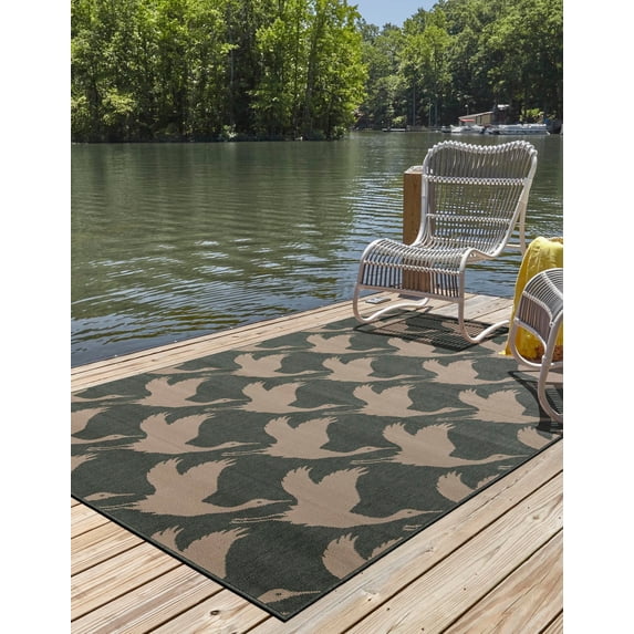 Unique Loom Outdoor Coastal Collection Area Rug - Seabreeze (10' x 14' 1" Rectangle Stone Blue/Ivory)
