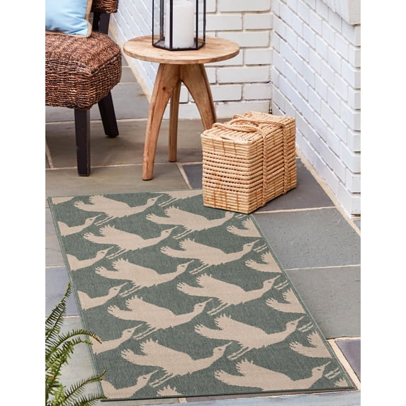 Unique Loom Outdoor Coastal Collection Area Rug - Seabreeze (2' 7" x 10' Runner Stone Blue/Ivory)