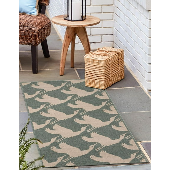 Unique Loom Outdoor Coastal Collection Area Rug - Seabreeze (2' x 6' 1" Runner Stone Blue/Ivory)