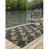 Unique Loom Outdoor Coastal Collection Area Rug - Seabreeze (5' 1" x 8' Rectangle Stone Blue/Ivory)