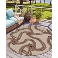 thumbnail image 1 of Unique Loom Outdoor Coastal Collection Area Rug - Seaknot (7' 10" Round Beige/Blue), 1 of 9