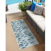 Unique Loom Outdoor Coastal Collection Area Rug - Shoal (2' x 3' 1" Rectangle Blue/Navy Blue)