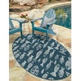thumbnail image 1 of Unique Loom Outdoor Coastal Collection Area Rug - Whish (2'  x 3' 1" Oval Blue/Ivory), 1 of 9