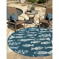thumbnail image 1 of Unique Loom Outdoor Coastal Collection Area Rug - Whish (7' 1" Round Blue/Ivory), 1 of 9