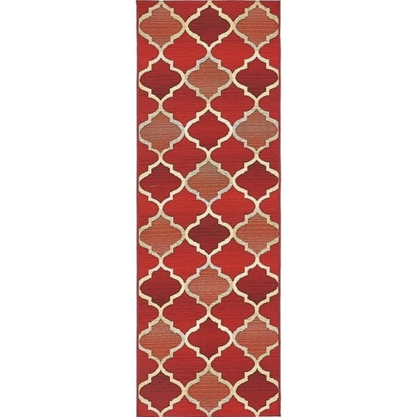 Red Trail Rug Unique Loom Outdoor Eden Trellis Area Rug Red 2' x 6' Runner 6' Runner ...