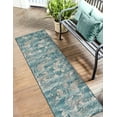 thumbnail image 1 of Unique Loom Outdoor Modern Collection Area Rug - Strive (2' 7" x 12' Runner Aqua Blue/Yellow), 1 of 7