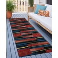 thumbnail image 1 of Unique Loom Outdoor Modern Collection Area Rug - Halo (2' x 5' 1" Runner Multi/Black), 1 of 8