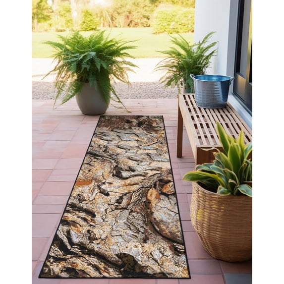 Unique Loom Outdoor Modern Collection Area Rug - Prism (2' x 6' 1" Runner Multi/Beige)