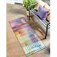 thumbnail image 1 of Unique Loom Outdoor Modern Collection Area Rug - Pulse (2' x 8' Runner Multi/Blue), 1 of 9