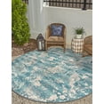 thumbnail image 1 of Unique Loom Outdoor Modern Collection Area Rug - Strive (3' 1" Round Aqua Blue/Yellow), 1 of 9