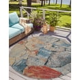 thumbnail image 1 of Unique Loom Outdoor Modern Collection Area Rug - Zephyr (4' 1" Round Multi/Brown), 1 of 8