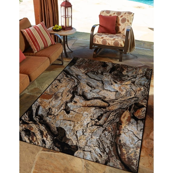Unique Loom Outdoor Modern Collection Area Rug - Prism (5' 1" x 7' 1" Rectangle Multi/Beige)