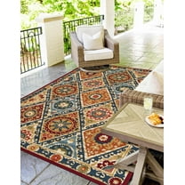 Unique Loom Outdoor Modern Collection Area Rug - Aura (5' 3" x 8' Rectangle Multi/Brown)