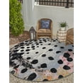thumbnail image 1 of Unique Loom Outdoor Modern Collection Area Rug - Mira (6' 1" Round White and Black/Gray), 1 of 8