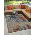 thumbnail image 1 of Unique Loom Outdoor Modern Collection Area Rug - Zephyr (6' 1" x 9' Rectangle Multi/Brown), 1 of 8
