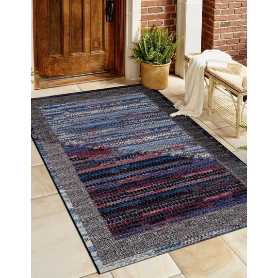 Unique Loom Outdoor Modern Collection Area Rug - Nova (7' 10" x 10' Rectangle Multi/Blue)