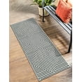 thumbnail image 1 of Unique Loom Outdoor Modern Collection Area Rug - Achromatic (2' x 6' 1" Runner White and Black), 1 of 6