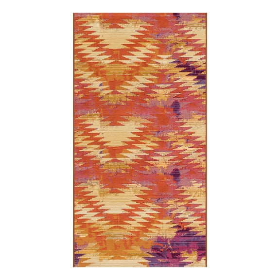 Unique Loom Outdoor Modern Collection Area Rug - Aztec (2' 7" x 5' 3" Runner Red/Cream)