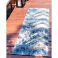 thumbnail image 1 of Unique Loom Outdoor Modern Collection Area Rug - Aztec (2' x 6' 1" Runner Blue/Ivory), 1 of 7