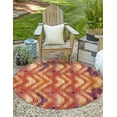 thumbnail image 1 of Unique Loom Outdoor Modern Collection Area Rug - Aztec (8' Round Red/Cream), 1 of 4