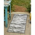 thumbnail image 1 of Unique Loom Outdoor Modern Collection Area Rug - Cartago (2' x 7' 10" Runner Charcoal/Ivory), 1 of 6