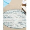 thumbnail image 1 of Unique Loom Outdoor Modern Collection Area Rug - Cartago (4' Round Teal/Ivory), 1 of 6