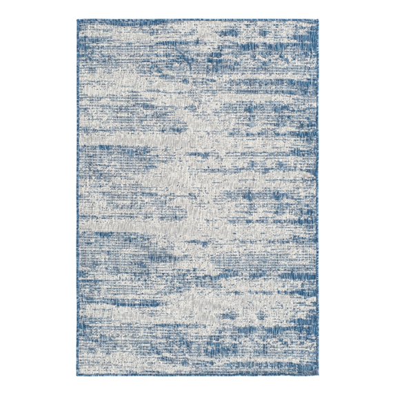 Unique Loom Outdoor Modern Collection Area Rug - Cartago (4' x 6' Rectangle Blue/Ivory)