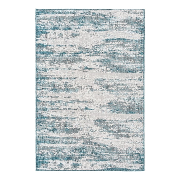 Unique Loom Outdoor Modern Collection Area Rug - Cartago (5' 3" x 8' Rectangle Teal/Ivory)