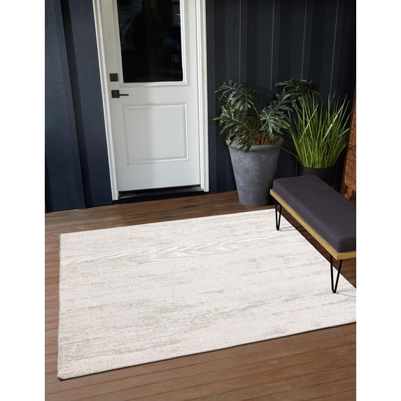 Unique Loom Outdoor Modern Collection Area Rug - Cartago (7' 10" Square Gray/Ivory)