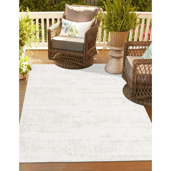 Unique Loom Outdoor Modern Collection Area Rug - Cartago (7' 10" x 10' Rectangle Gray/Ivory)