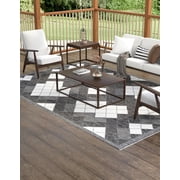 Unique Loom Outdoor Modern Collection Area Rug - Chaya 2 x 3 1 Rectangle Black and White