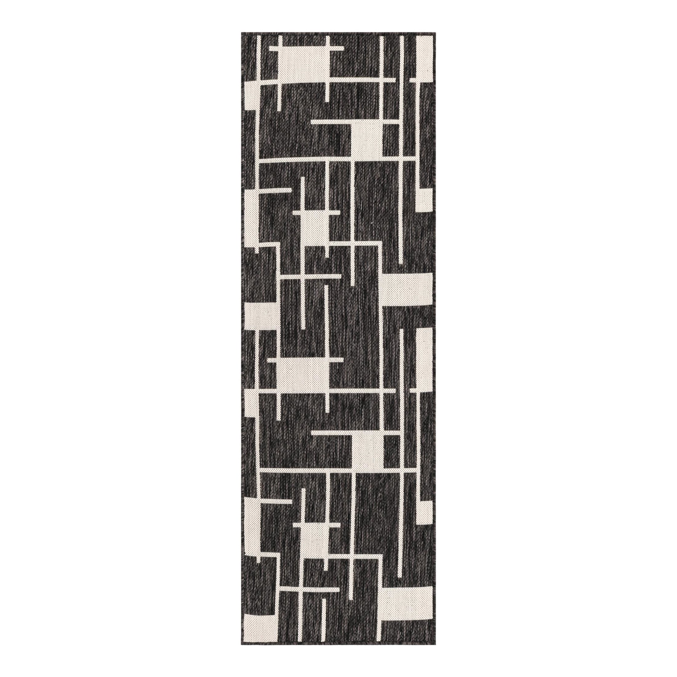 Unique Loom Outdoor Modern Collection Area Rug - Checker (2' x 6' 1 ...