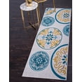 thumbnail image 1 of Unique Loom Outdoor Modern Collection Area Rug - Circles (2' x 6' 1" Runner Cream/Black), 1 of 6