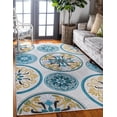 thumbnail image 1 of Unique Loom Outdoor Modern Collection Area Rug - Circles (6' x 9' Rectangle Cream/Black), 1 of 6