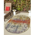 thumbnail image 1 of Unique Loom Outdoor Modern Collection Area Rug - Crumpled (2' 2" x 3' 1" Oval Multi/Gold), 1 of 11