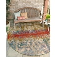 thumbnail image 1 of Unique Loom Outdoor Modern Collection Area Rug - Crumpled (5' Round Multi/Gold), 1 of 7
