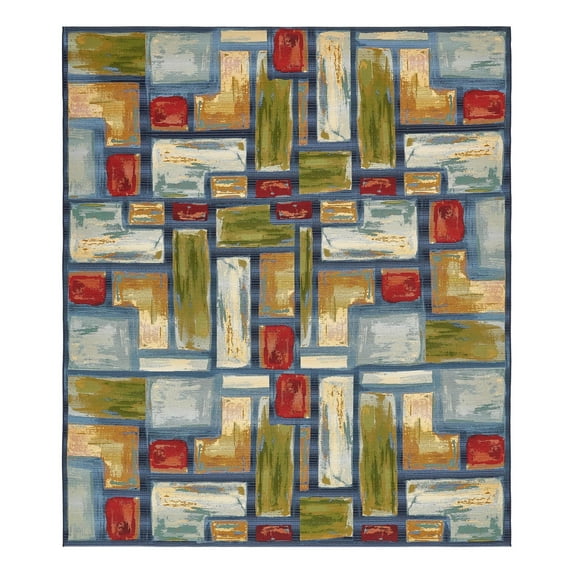 Unique Loom Outdoor Modern Collection Area Rug - Cubed (10' x 12' 2" Rectangle Multi/Blue)