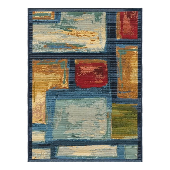 Unique Loom Outdoor Modern Collection Area Rug - Cubed (2' 2" x 3' 1" Rectangle Multi/Blue)