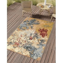 Unique Loom Outdoor Modern Collection Area Rug - Foliage (5' 3" x 8' Rectangle Multi/Gray)