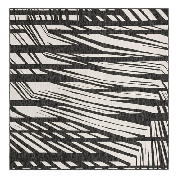 Unique Loom Outdoor Modern Collection Area Rug - Greyscale (10' Square Black and White)