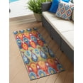 thumbnail image 1 of Unique Loom Outdoor Modern Collection Area Rug - Ikat (2' x 6' 1" Runner Multi/Burgundy), 1 of 7