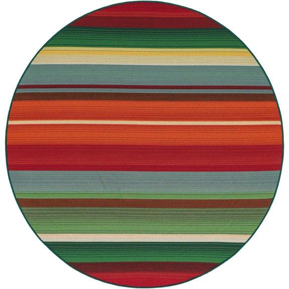 Unique Loom Outdoor Modern Collection Area Rug - Jaco (5' 1" Round Multi/Light Blue)