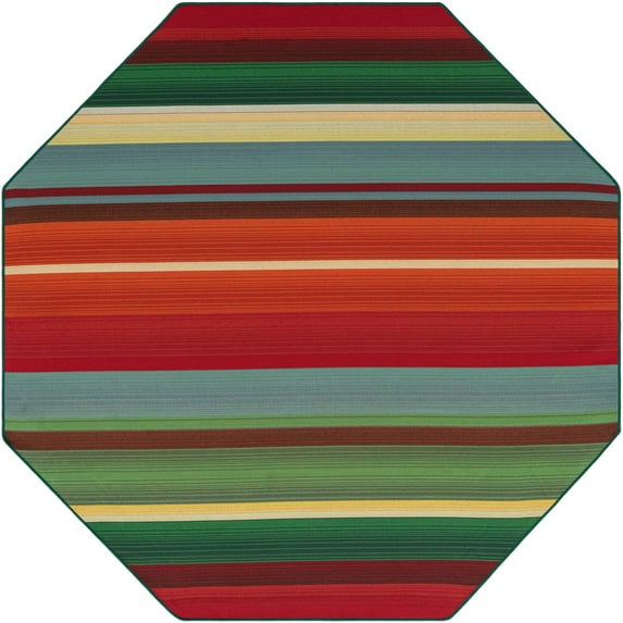 Unique Loom Outdoor Modern Collection Area Rug - Jaco (7' 1" Octagon Multi/Light Blue)