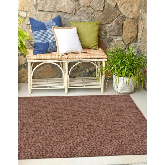 Unique Loom Outdoor Modern Collection Area Rug - Links (6' 1" Square Brown/Black)