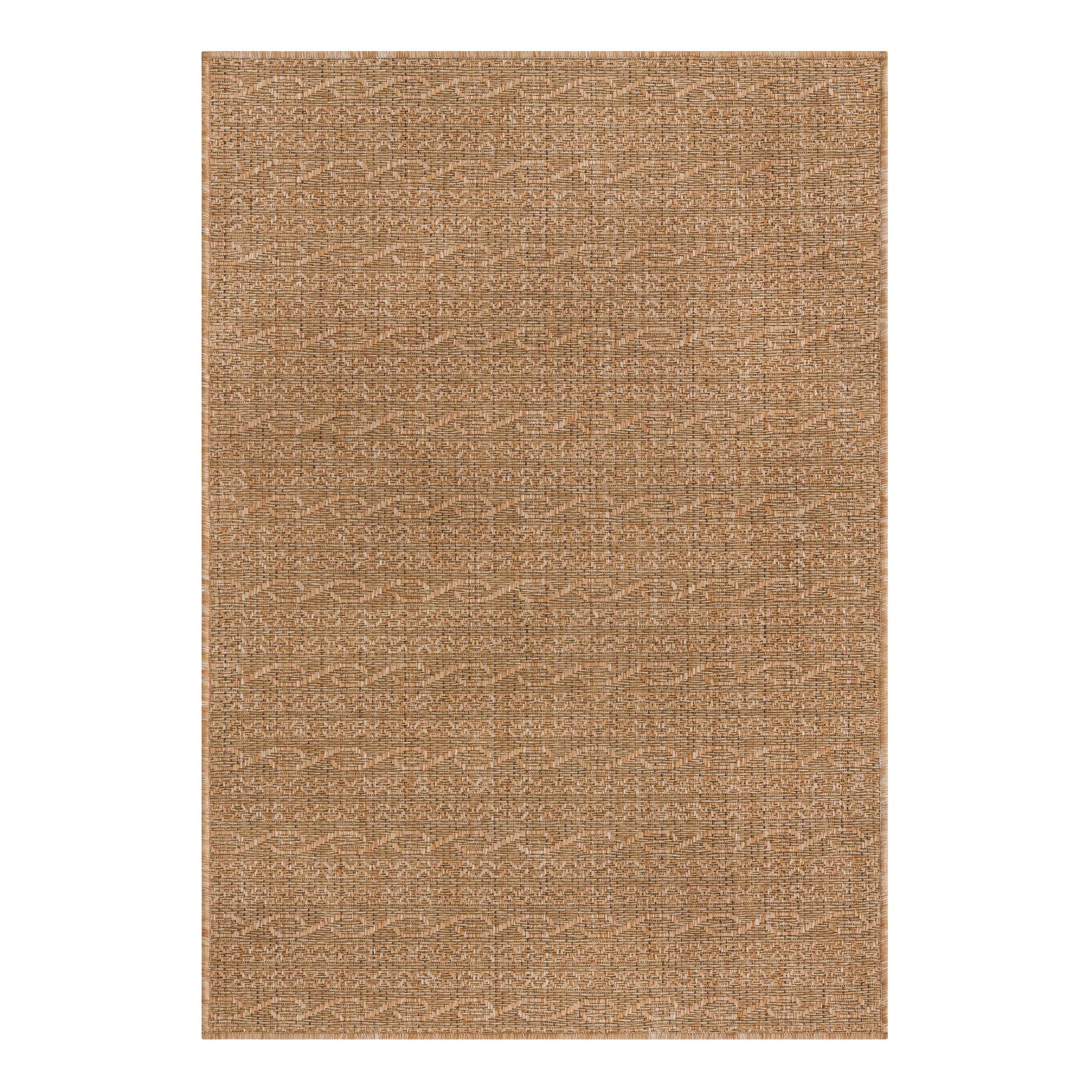 Light Brown Rectangular Synthetic Outdoor Stripe Rug 8' x 11' 4"