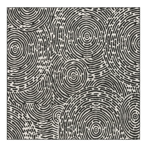 Unique Loom Outdoor Modern Collection Area Rug - Maze (10' Square Black and White)
