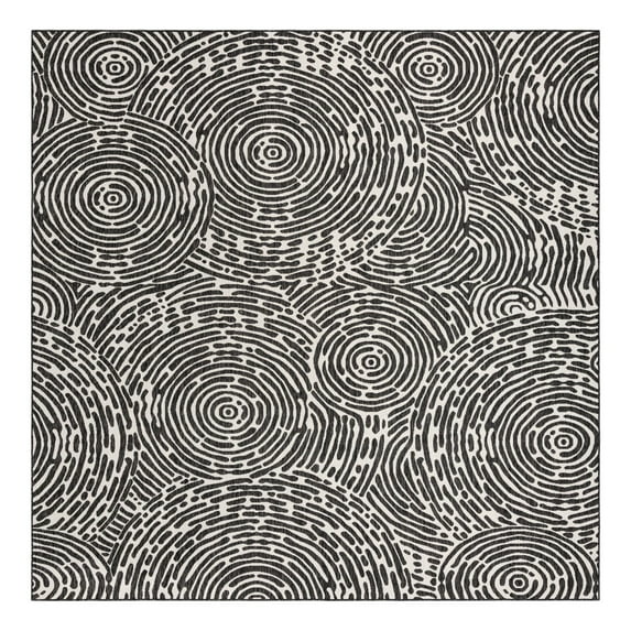 Unique Loom Outdoor Modern Collection Area Rug - Maze (12' Square Black and White)